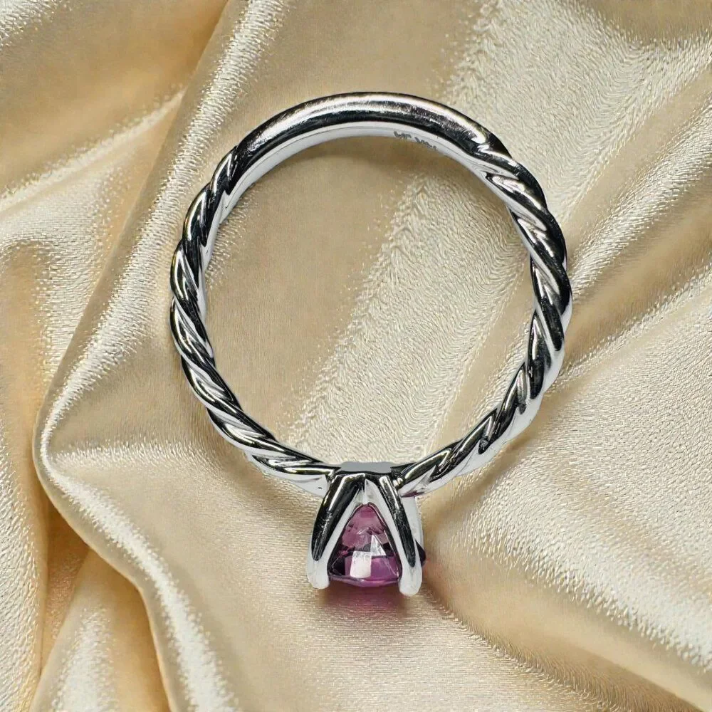 James Allen 14K Gold Natural Pink Sapphire Diamond Engagement Ring Size 6